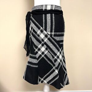 Mango wool blend plaid skirt with sash belt Size 4/6